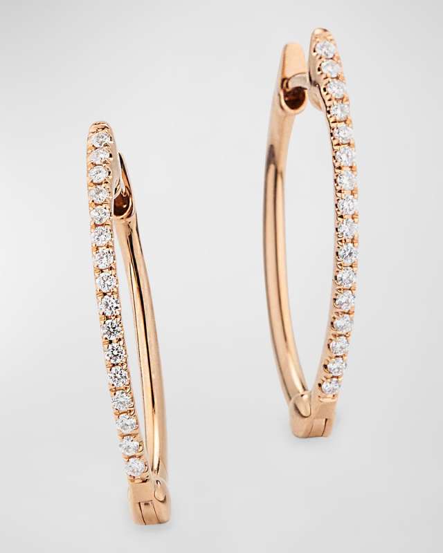 18K Rose Gold Mini Hoop Earrings with Diamonds